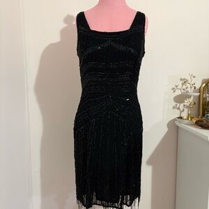 Vintage Rita Blue by Eva Blue Black Flapper Dress
